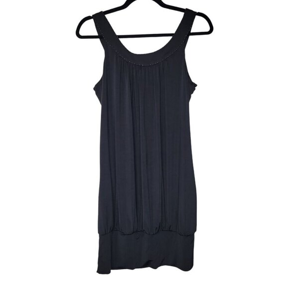 Vintage 90s Y2k Rampage Top Womens M Black Beaded Flowy Sleeveless Silky Feel - Picture 3 of 6